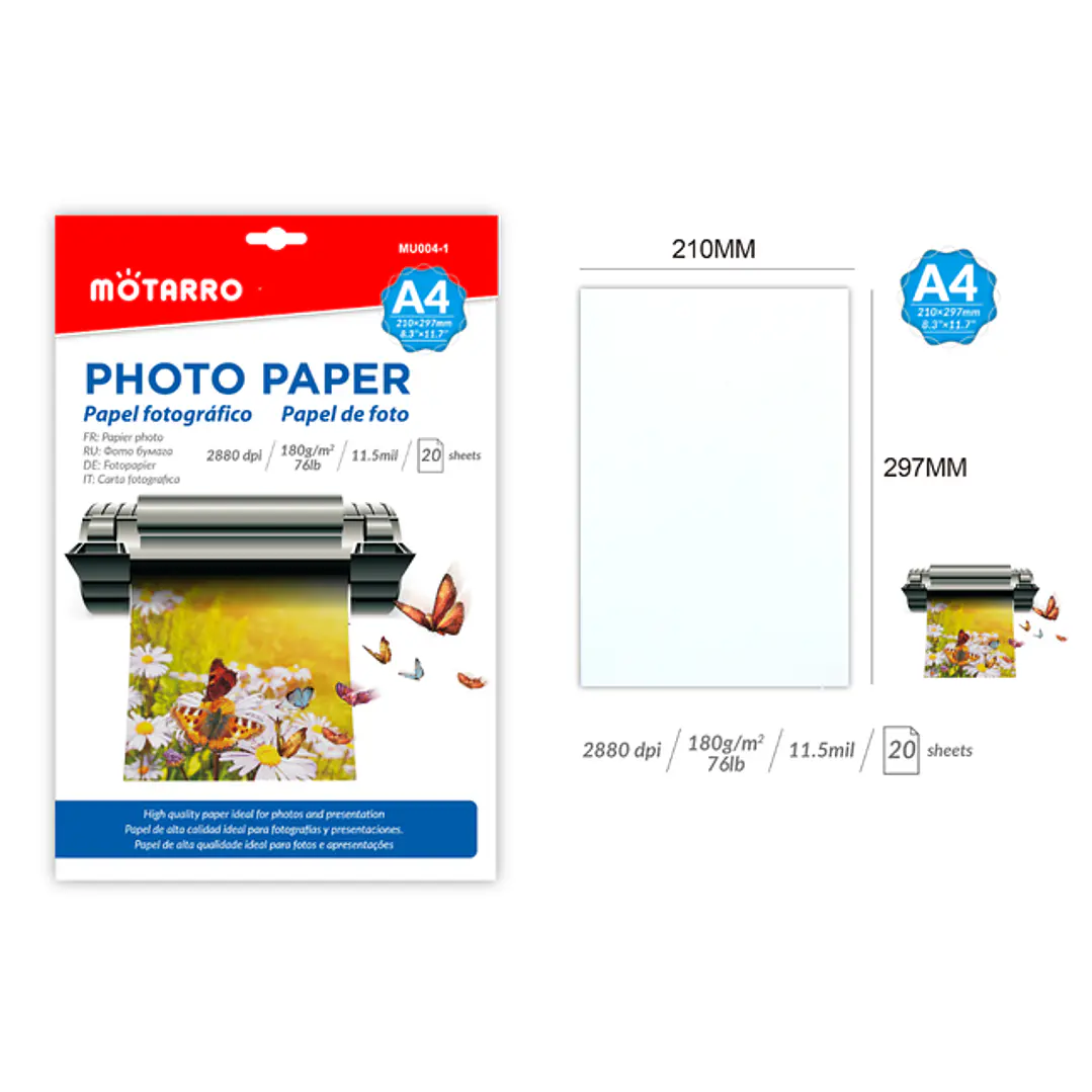 Papel Fotografico 210X297Mm 180G 20Pcs A4 1