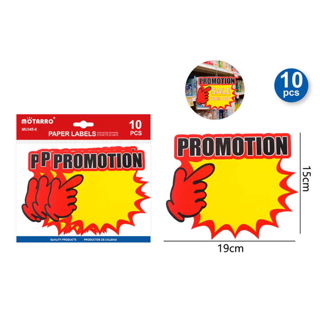 Etiquetas De Precio Promocion 19X15Cm 10Pcs 1