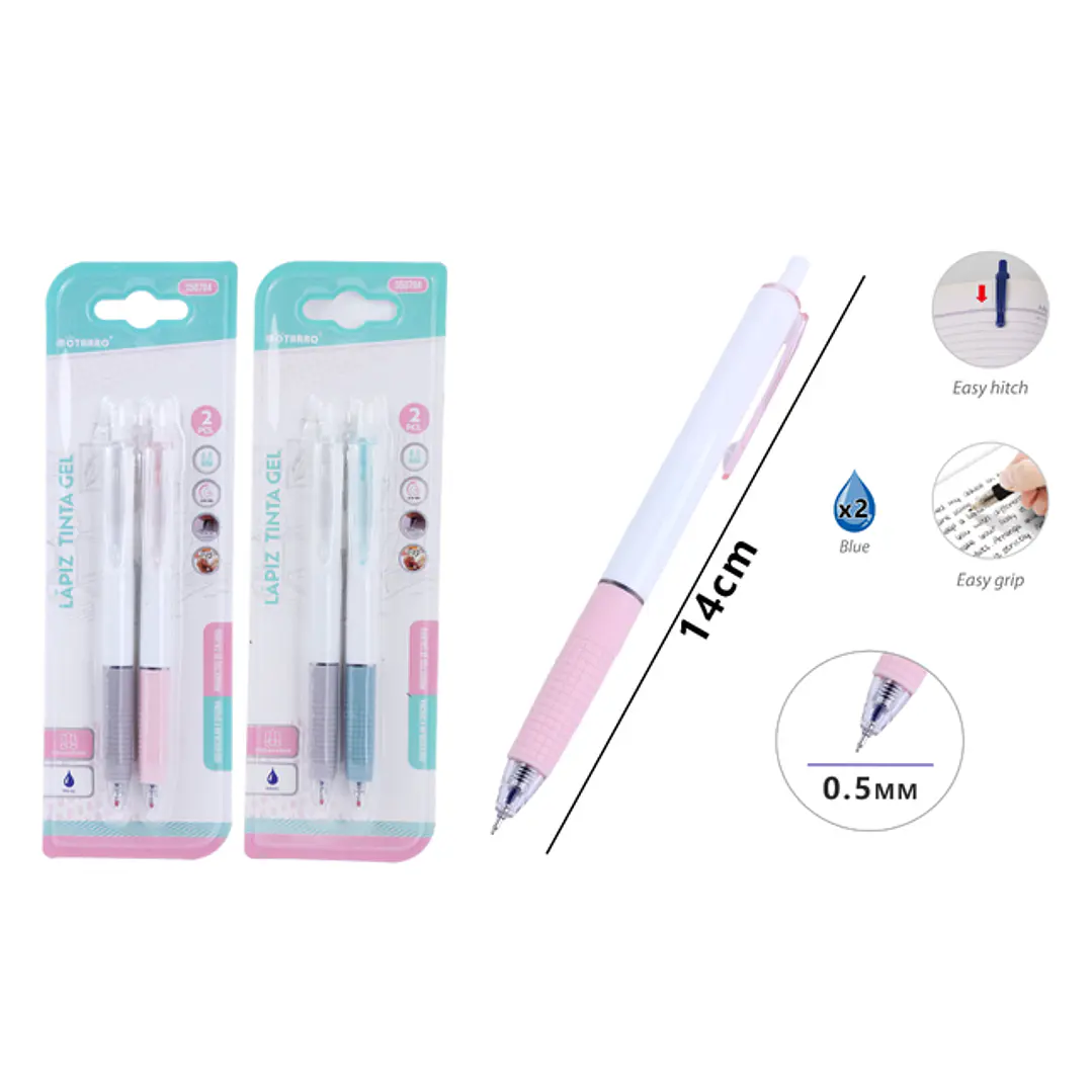 Boligrafos Retractil Azul 14Cm 2Pcs 1