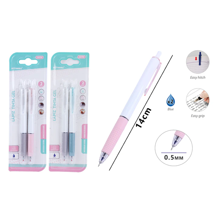 Boligrafos Retractil Azul 14Cm 2Pcs 1