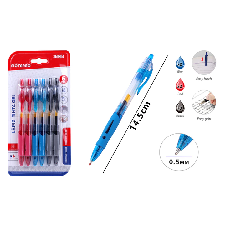 Boligrafos Negro/Azul/Rojo 15Cm 6Pcs 1