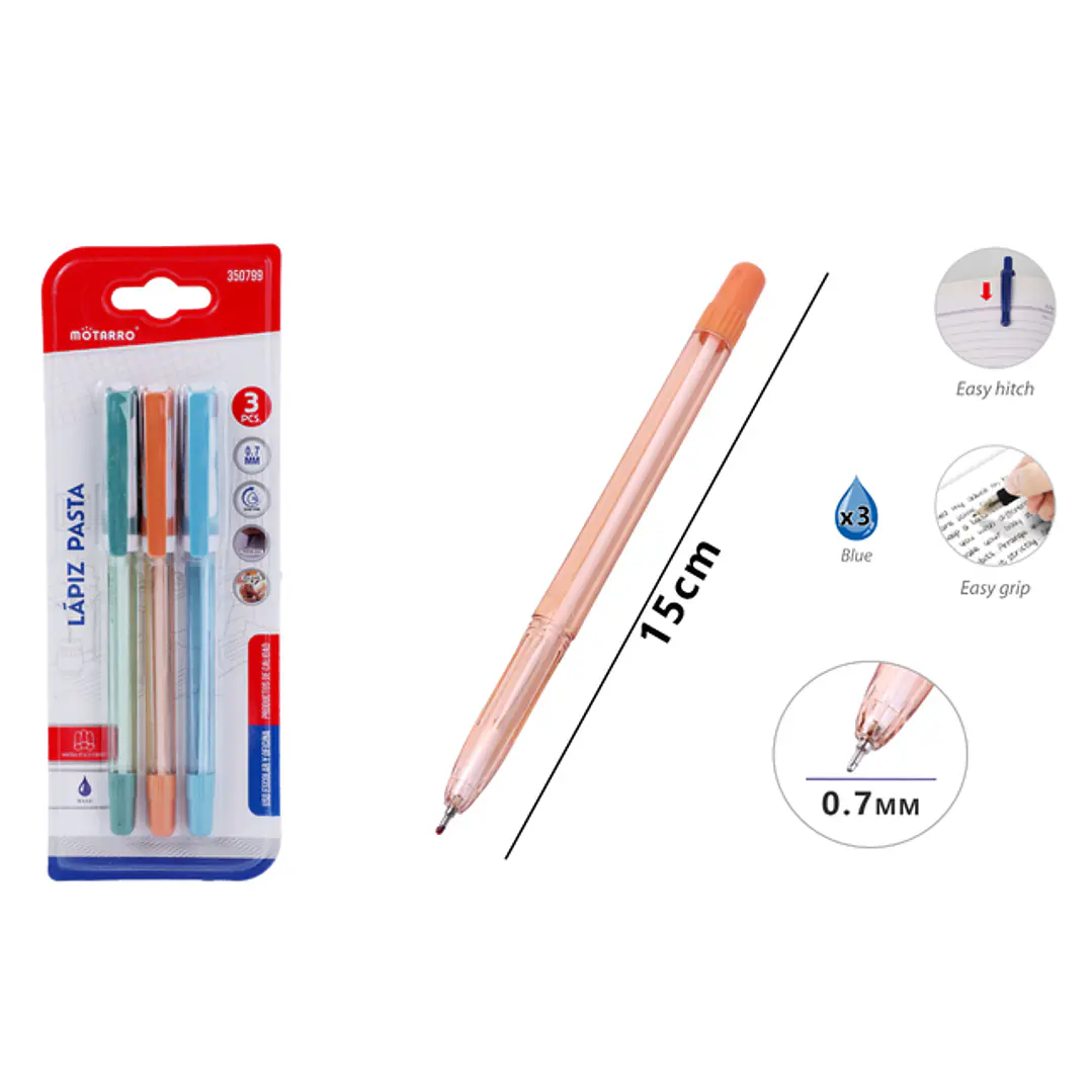 Boligrafos Azul 15Cm 3Pcs 1