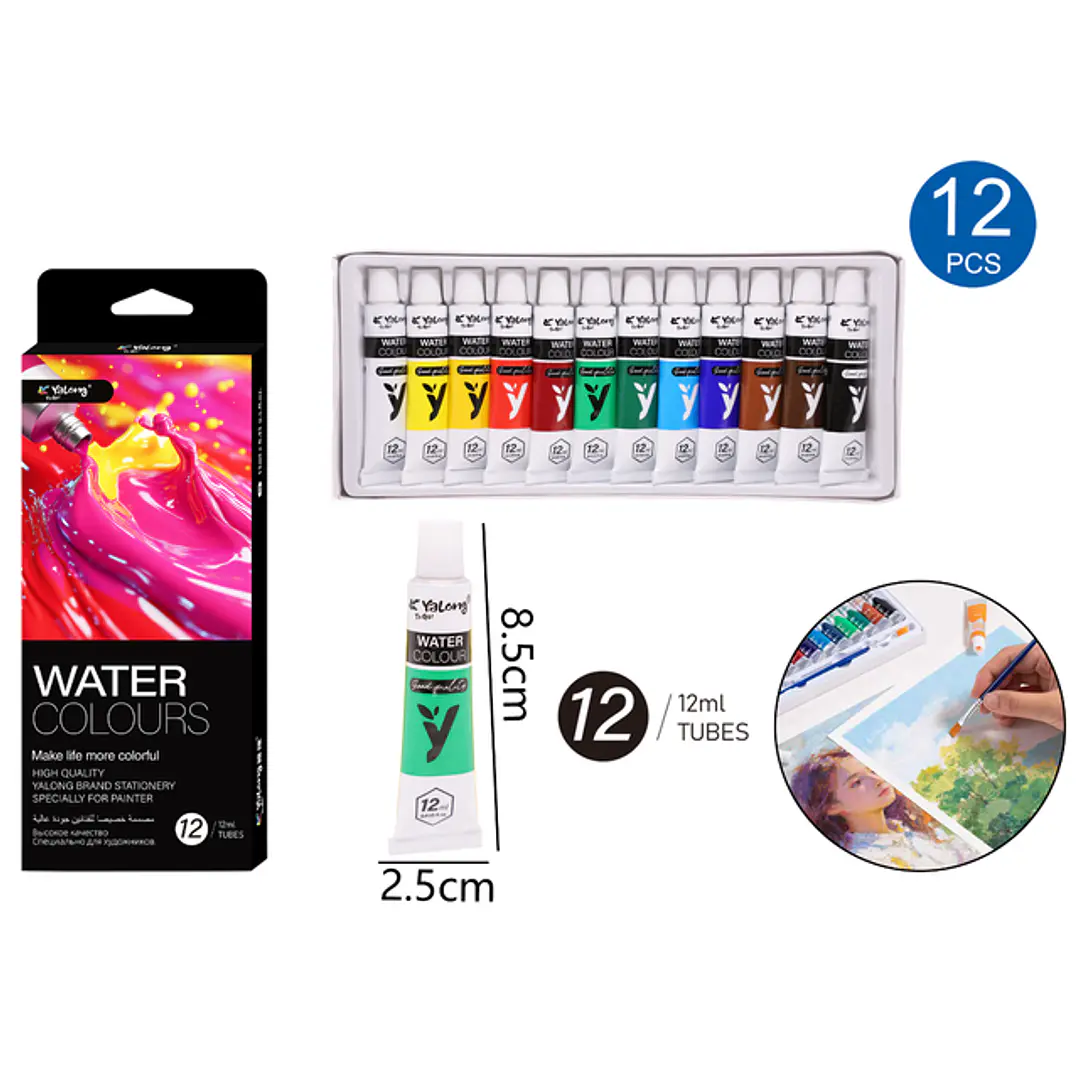 Pinturas Acuarela 12Pcs 12Ml 1