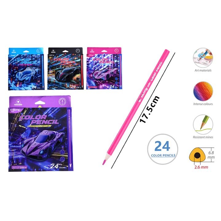 Lapices De Colores 17.5Cm 24Pcs 1