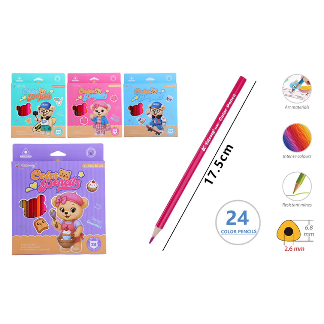 Lapices De Colores 17.5Cm 24Pcs 1