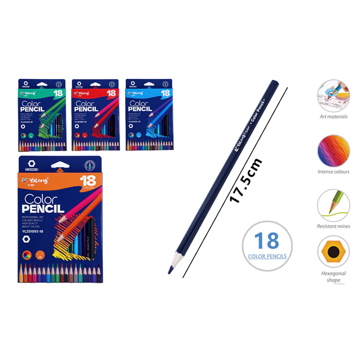 Lapices De Colores 17.5Cm 18Pcs 1