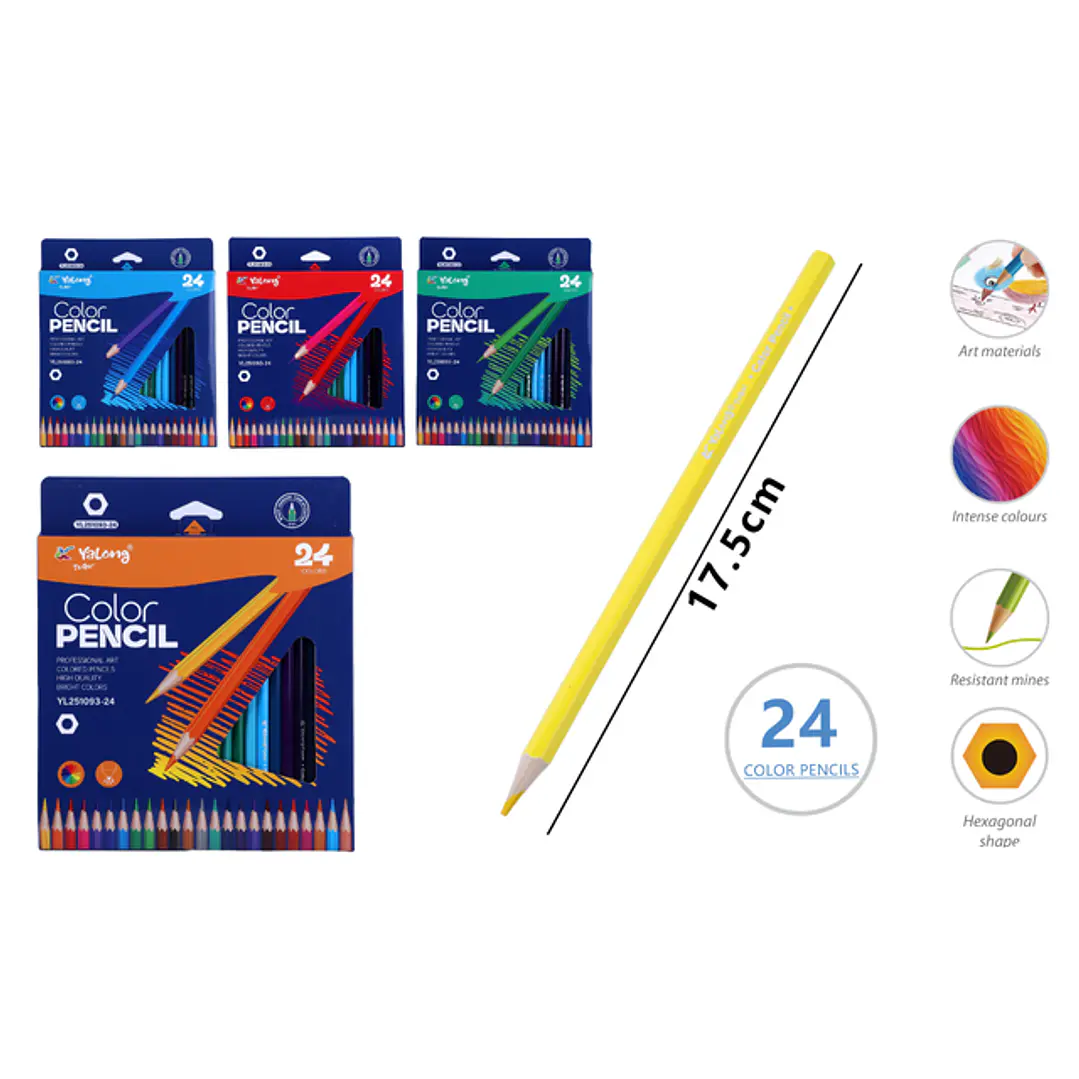 Lapices De Colores 17.5Cm 24Pcs 1