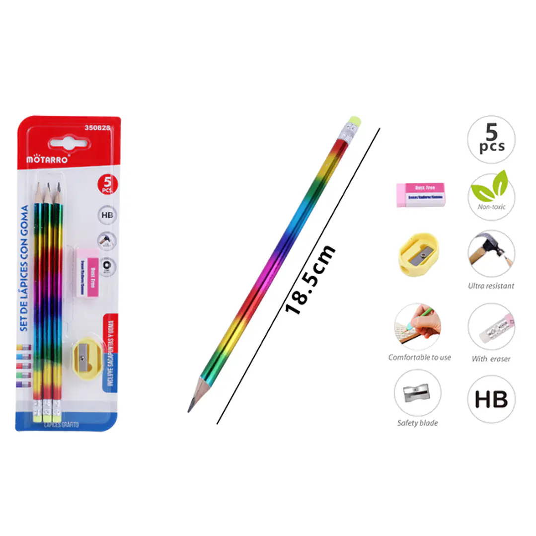 Set De Lapices Grafitos 18.5Cm 3+2 1