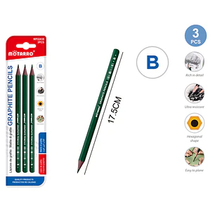 Lapices Grafito B 17.5Cm 3Pcs
