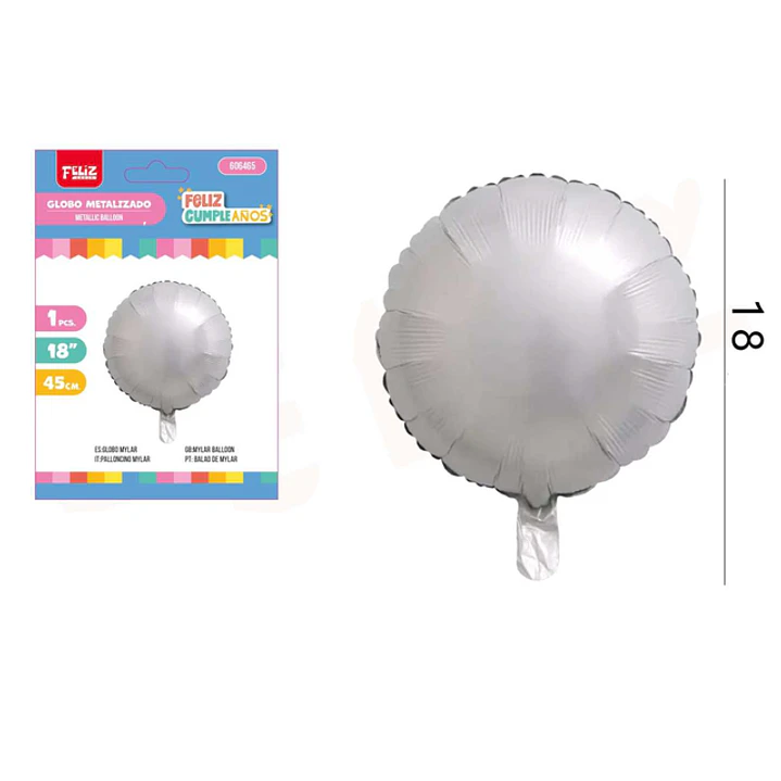 Globos Redondo Metalizado Plateado 1