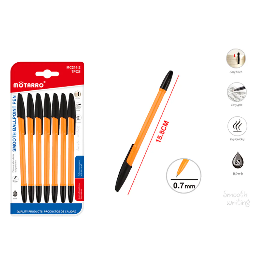 Boligrafos De Secado Rapido 7Pcs 0.7Mm 1