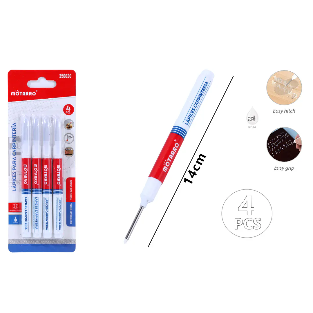 Lapices De Carpintero Blanco 14Cm 4Pcs 1