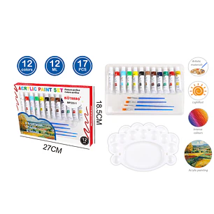 Set De Pinturas Acrilica 12Ml 12+4+1Pcs