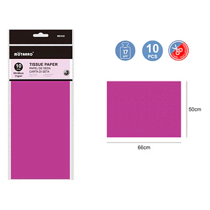 Papel De Seda Fucsia 50X66Cm 17G 10Pcs