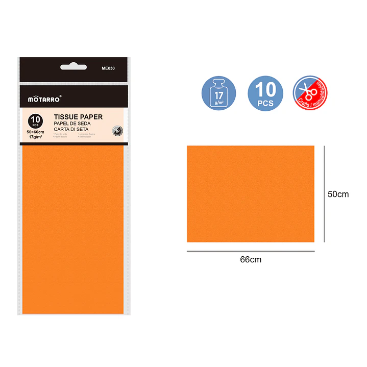 Papel De Seda Amarillo Oscuro 50X66Cm 17G 10Pcs 1
