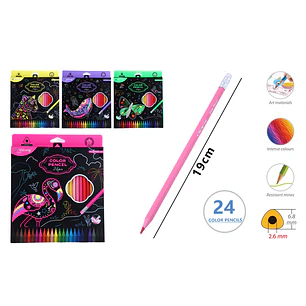 Lapices De Colores Goma 19Cm 24 Unidades