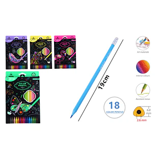 Lapices De Colores Goma 19Cm 18 Unidades