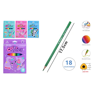 Lapices De Colores 17.5Cm 18 Unidades