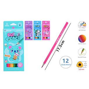 Lapices De Colores 17.5Cm 12 Unidades