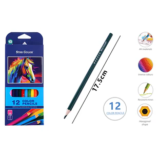 Lapices De Colores 17.5Cm 12 Unidades