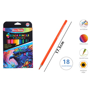 Lapices De Colores 17.5Cm 18 Unidades
