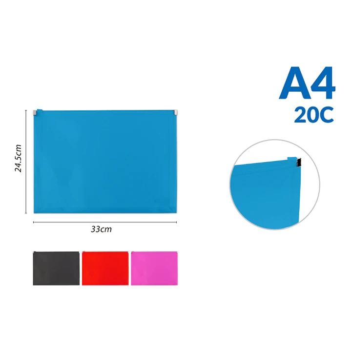 Carpeta Con Cierre Semi Transparente - Colores A4 Pp 1