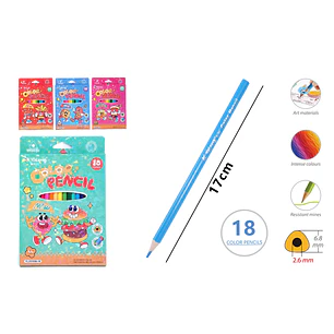 Lapices De Colores 17Cm 18 Unidades
