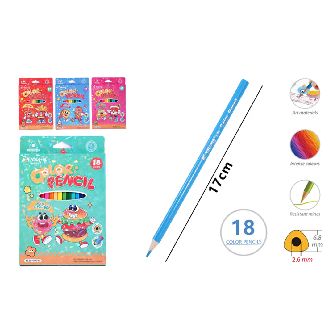 Lapices De Colores 17Cm 18 Unidades 1