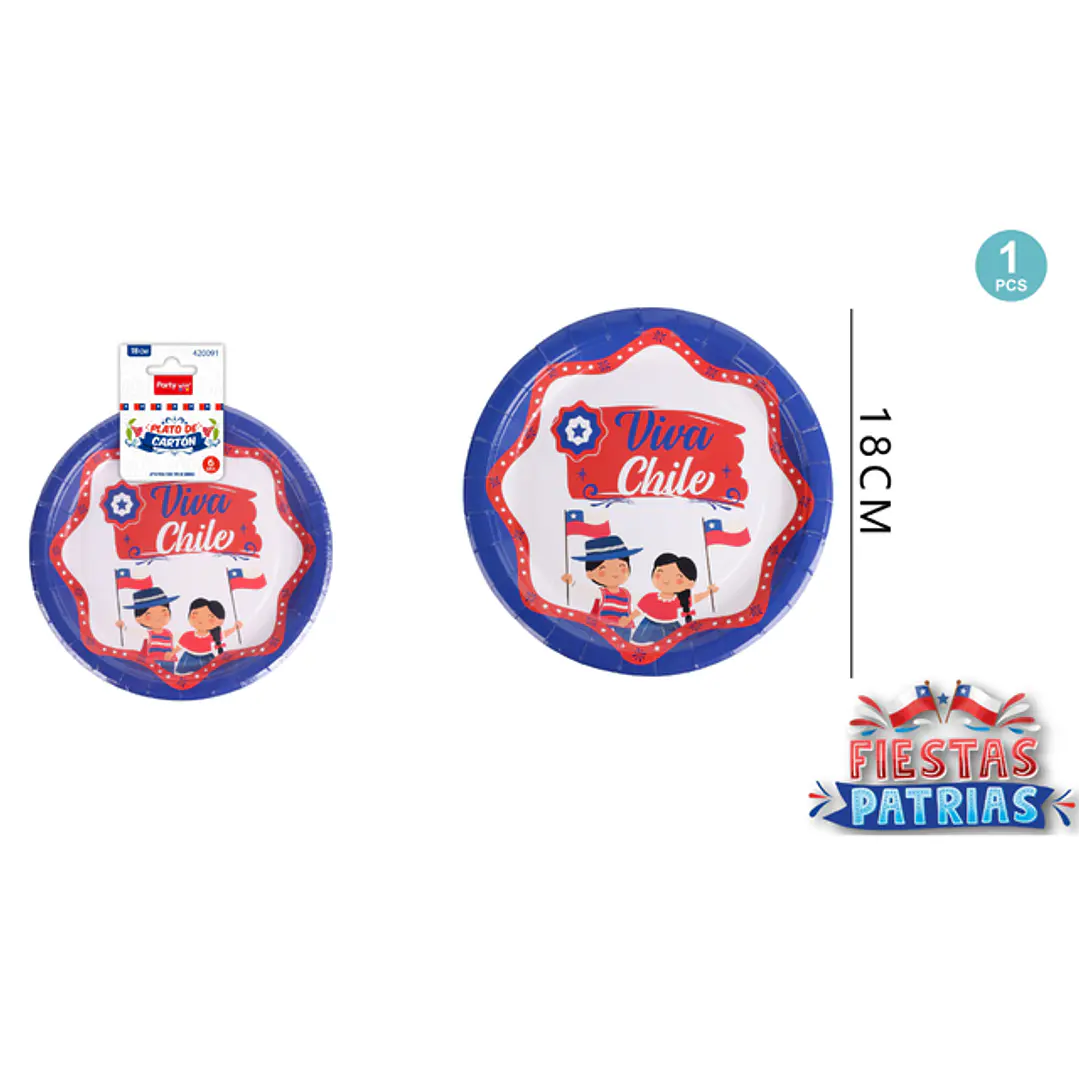 Platos Viva Chile 18Cm 6 Unidades 1