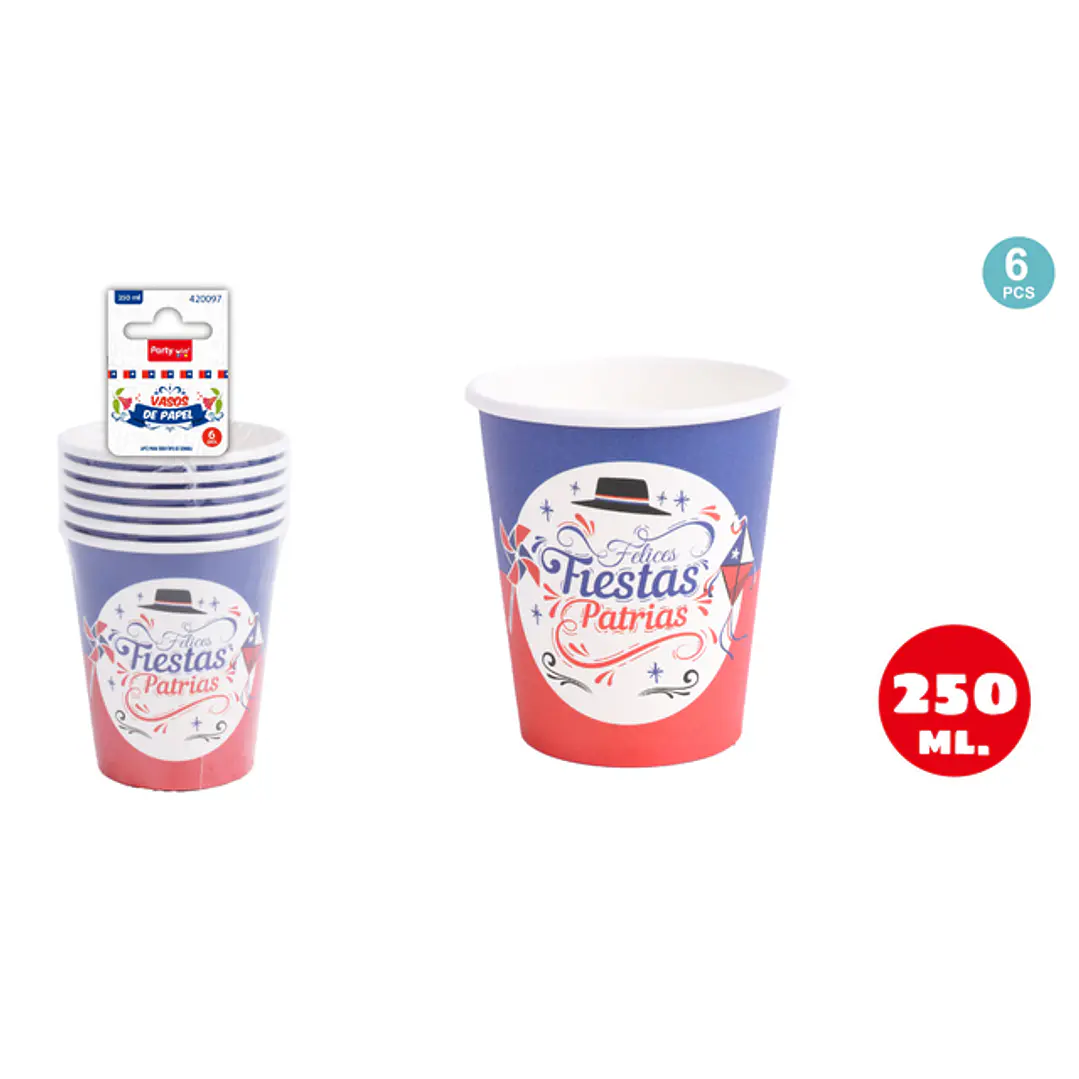 Vasos Fiestas Patrias 250Ml 6 Unidades 1