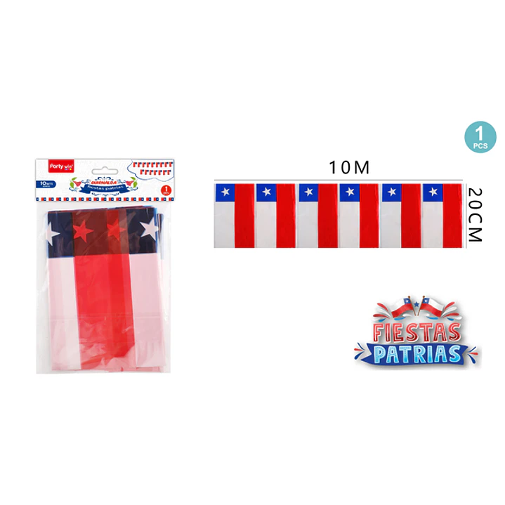 Guirnalda Bandera Fiestas Patrias 10Mx20Cm 1