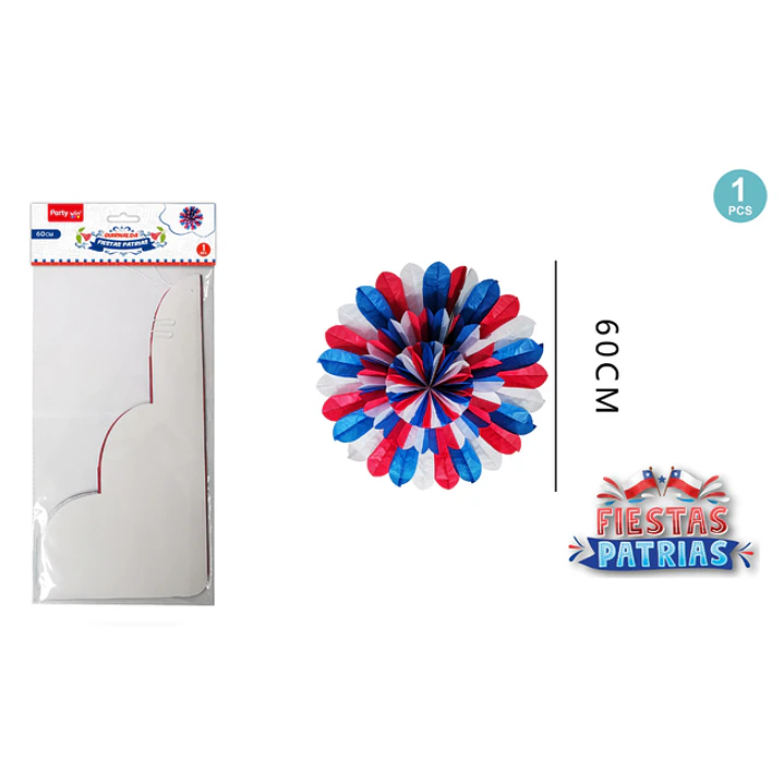 Adorno Fiestas Patrias Flor Tricolor 60Cm 1