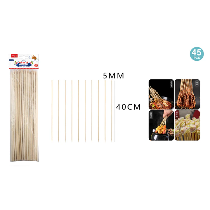 Brochetas De Bambú 40Cmx5Mm 45 Unidades 1