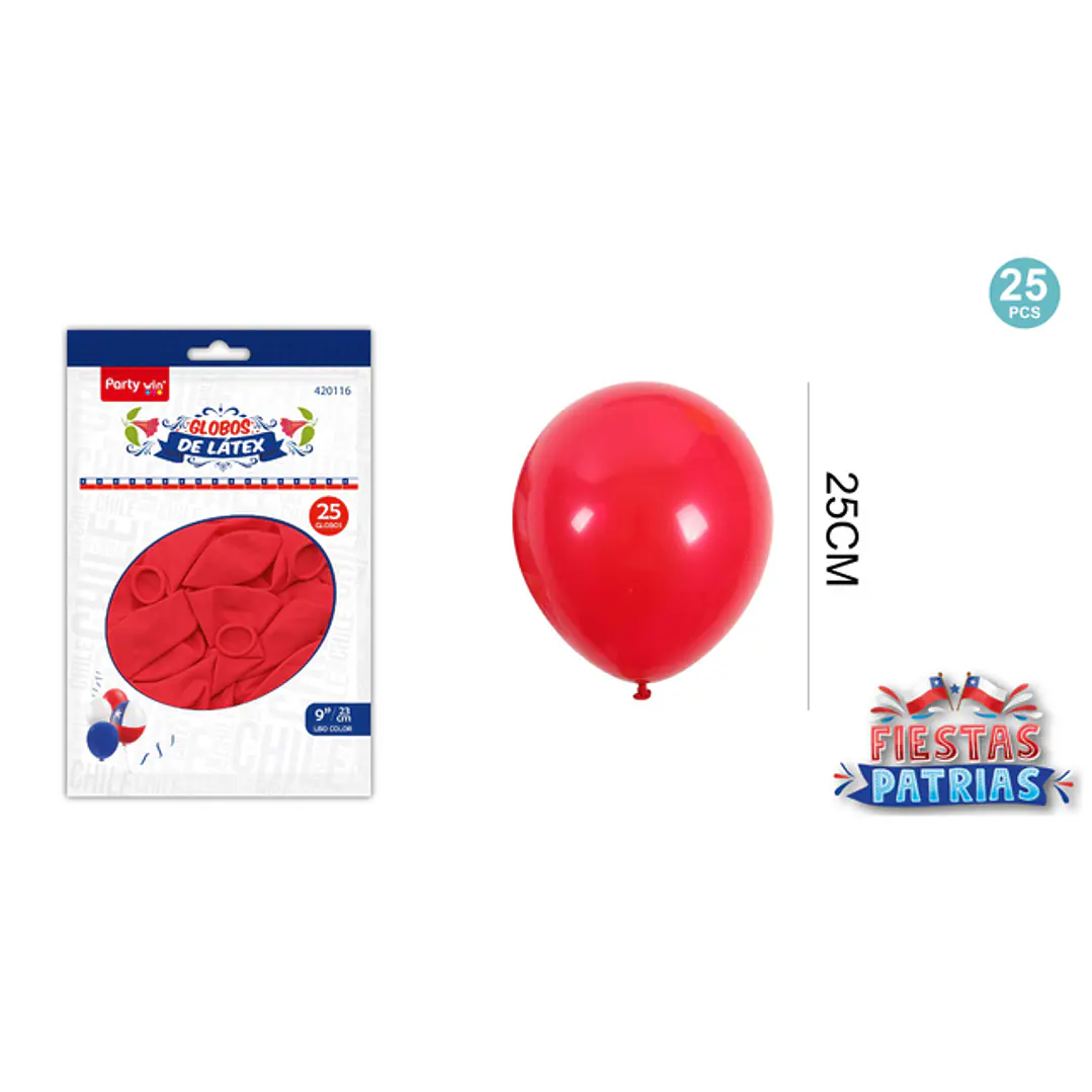 Globos Rojo 25Cm 25 Unidades 1