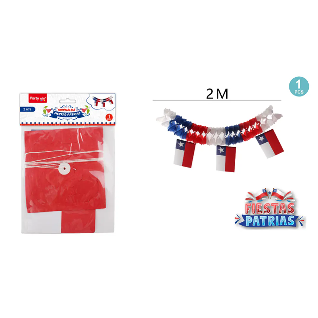 Guirnalda Tricolor Con Bandera Fiestas Patrias 2M 1