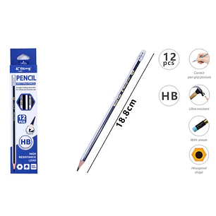 Lapices Grafito Hb/Goma 18.8Cm 12 Unidades