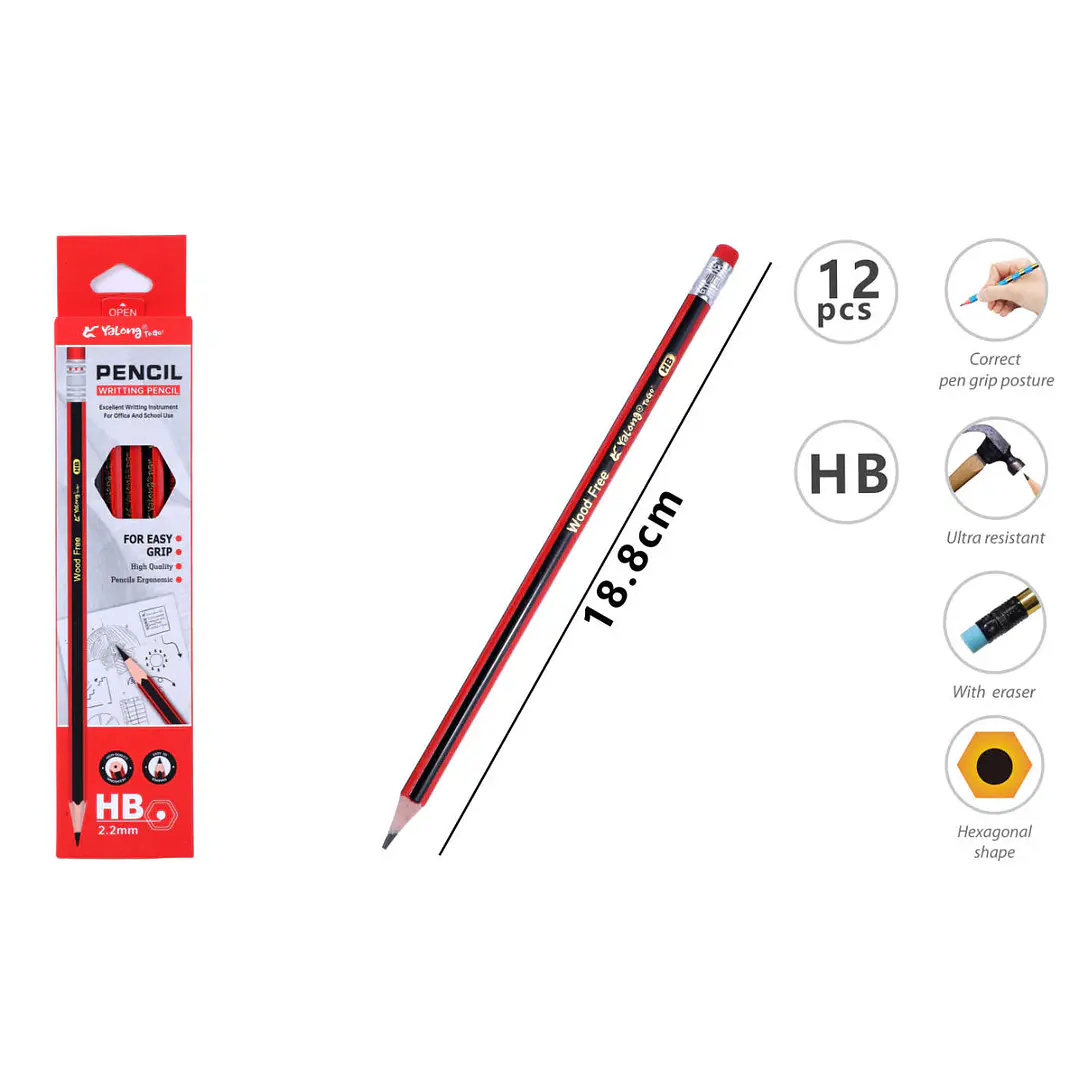 Lapices Grafito Hb/Goma 18.8Cm 12 Unidades 1