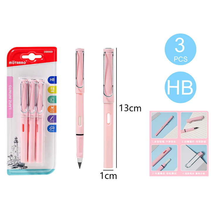 Lapiz Grafito Infinito Rosado 13Cm 3 Unidades 1