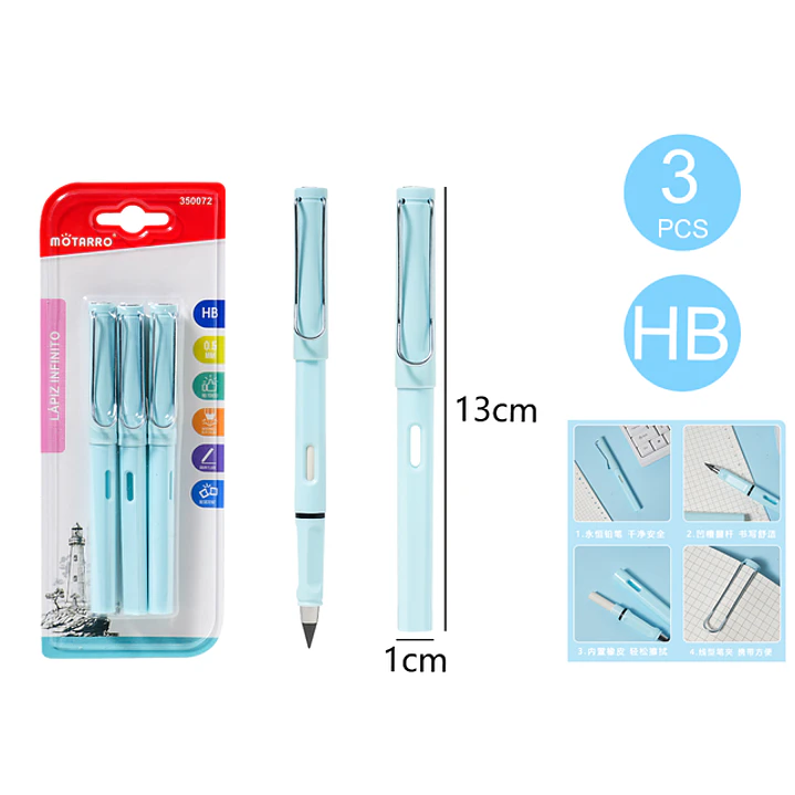 Lapiz Grafito Infinito Azul 13Cm 3 Unidades 1