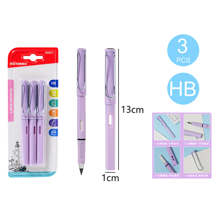 Lapiz Grafito Infinito Morado 13Cm 3 Unidades 1