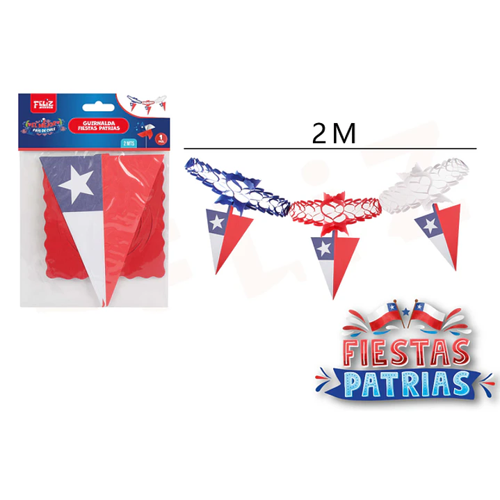 Guirnalda Bandera Triangular Fiestas Patrias 2M 1