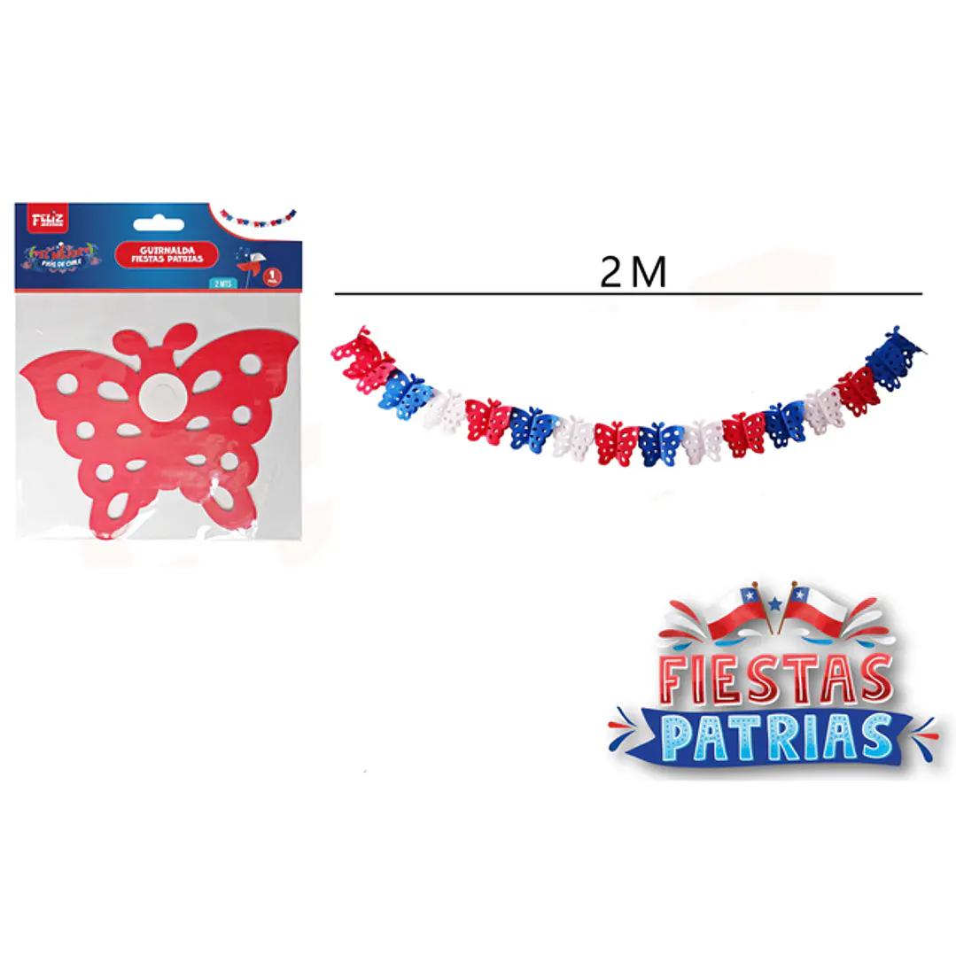 Guirnalda Mariposa Tricolor Fiestas Patrias 2M 1