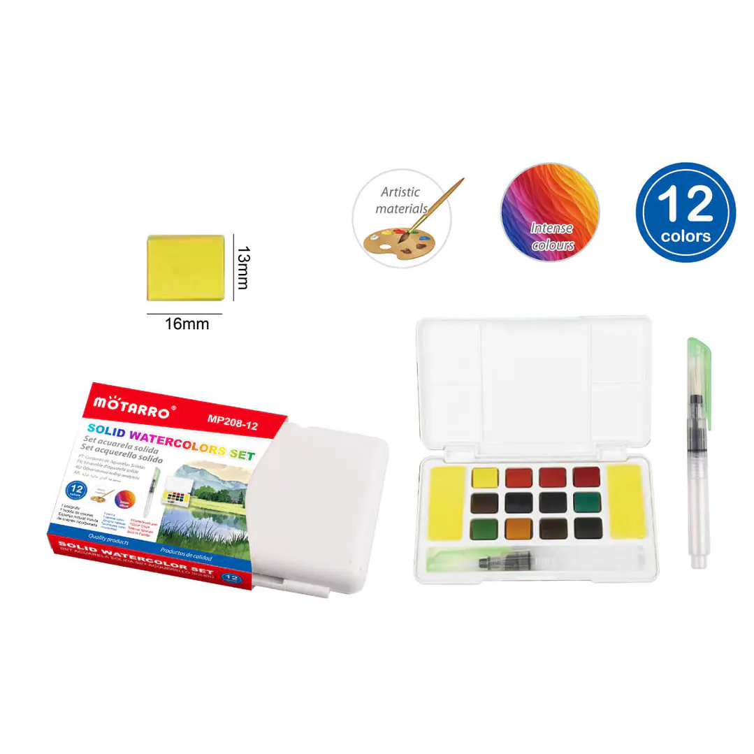 Acuarelas+Pincel Con Deposito 12Colores 1