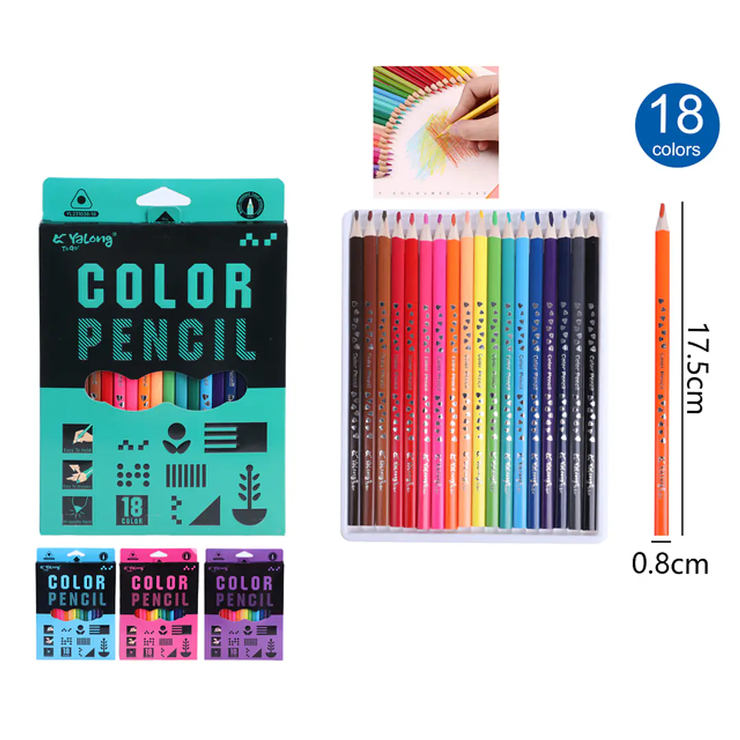 Lapices De Colores 17.5Cm 18Pcs 1