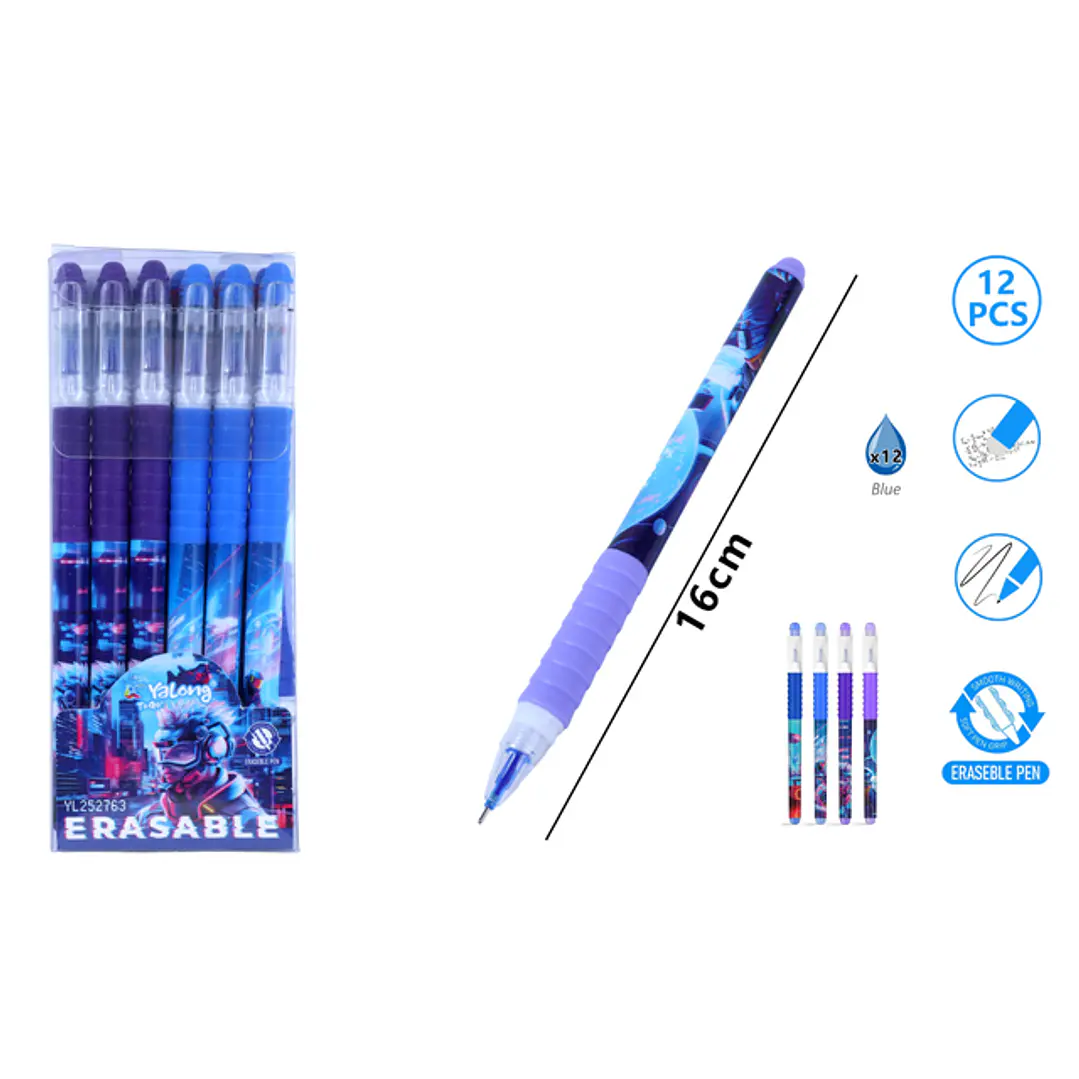 Boligrafos Borrable Azul 16Cm 12Pcs 1