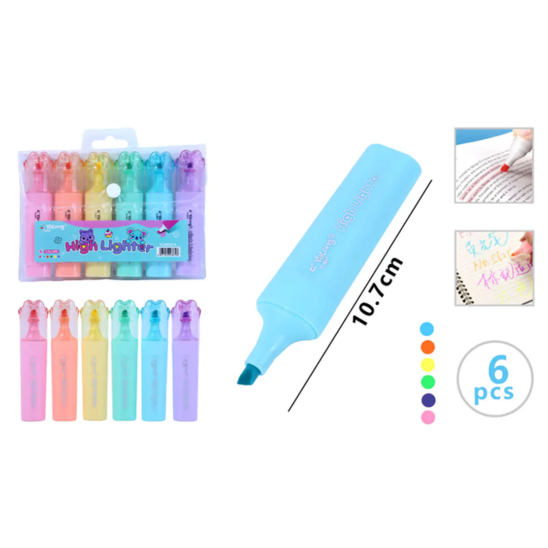 Destacadores En Bolsa Plastica 10.7Cm 6Pcs 1