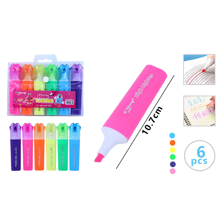 Destacadores En Bolsa Plastica 10.7Cm 6Pcs 1