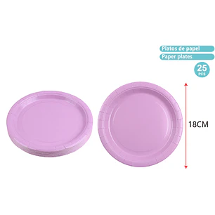 Platos De Cartón Morado 18Cm 25 Unidades