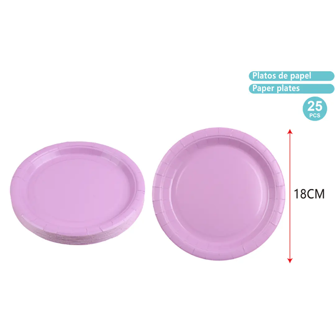 Platos De Papel Morado 18Cm 25 Unidades 1