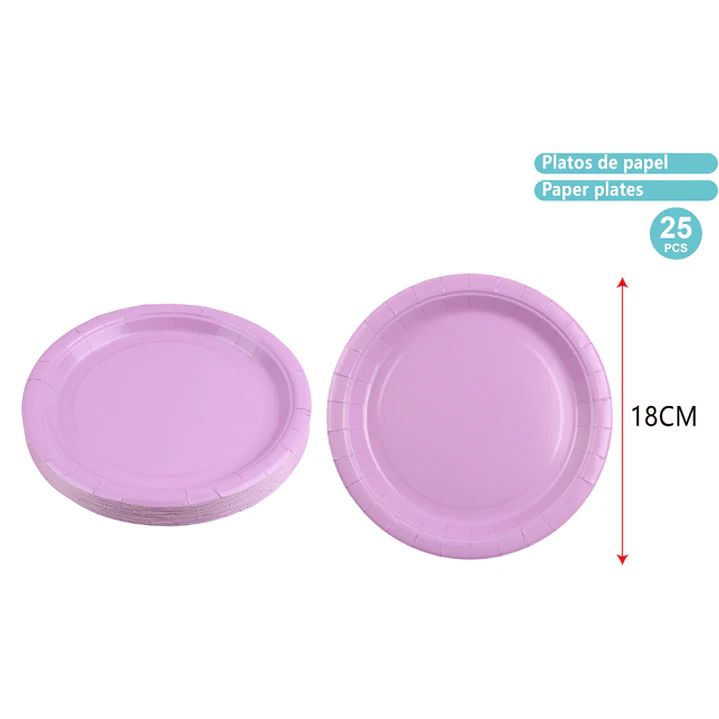 Platos De Papel Morado 18Cm 25 Unidades 1